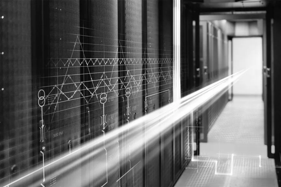 stock photo data center black and white filter stock photo of data center with black and white filter