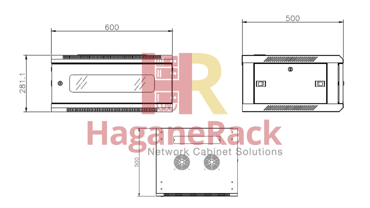 detail ukuran rak server dinding 4u