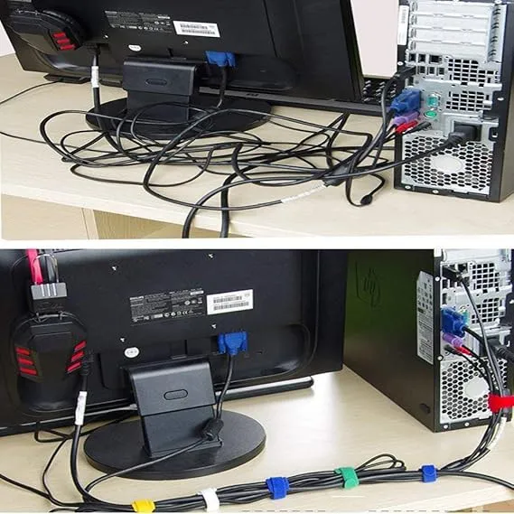 velcro kabel gambar perbandingan sebelum penggunaan velcro pada manajemen kabel, dan sesudah