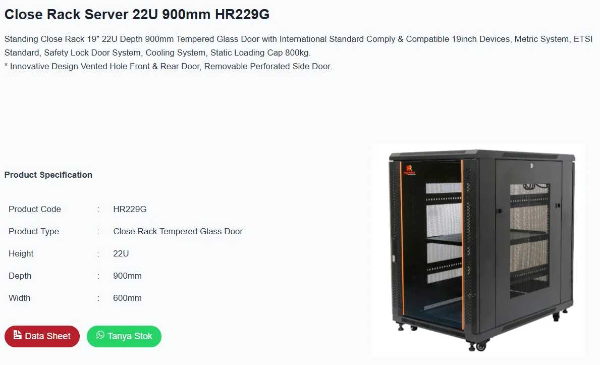 Close Rack Server 22U 900mm HR229G Close Rack Server 22U 900mm HR229G