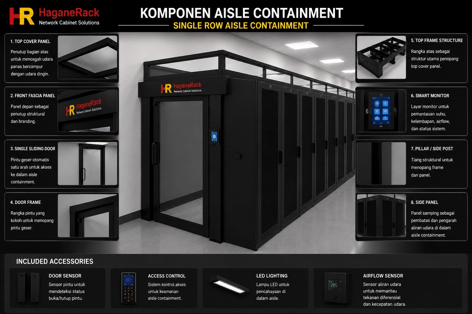 single row aisle containment haganerack component